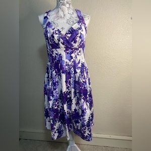 DRESSBARN purple‎ floral midi dress